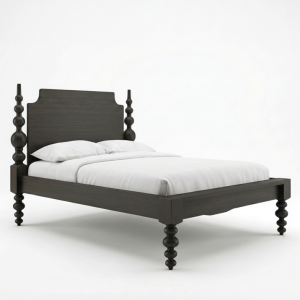 Athena Solid Red Oak Four-Poster Wood Bed Frame