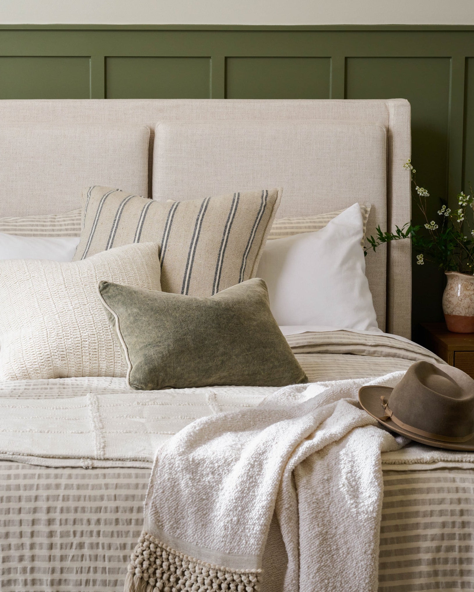 Shadow Grey + Antique White Stripe Linen Cotton Duvet Cover - Image 6