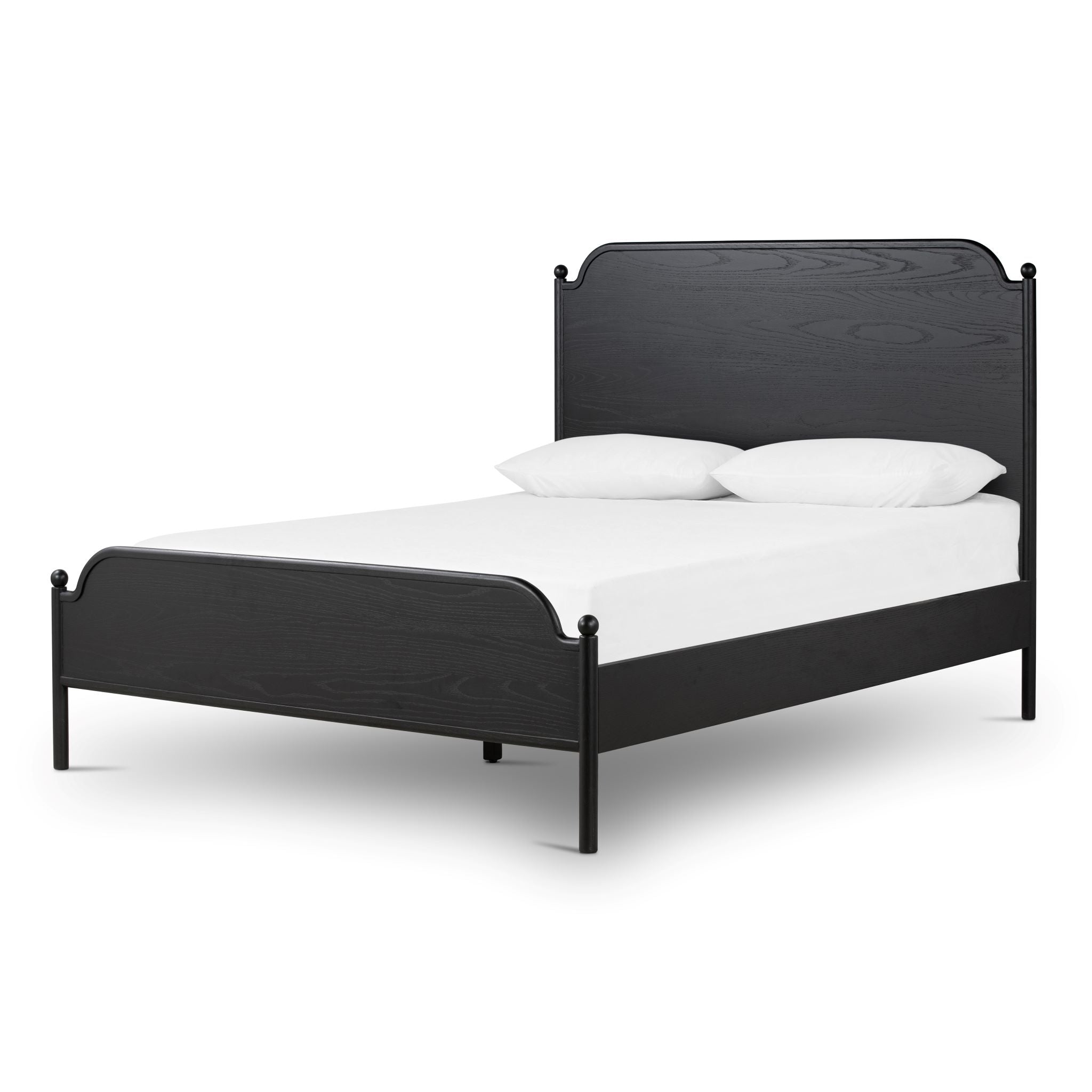Nadia Black Brushed Oak Bed Frame with Notched Headboard Detail - Image 3