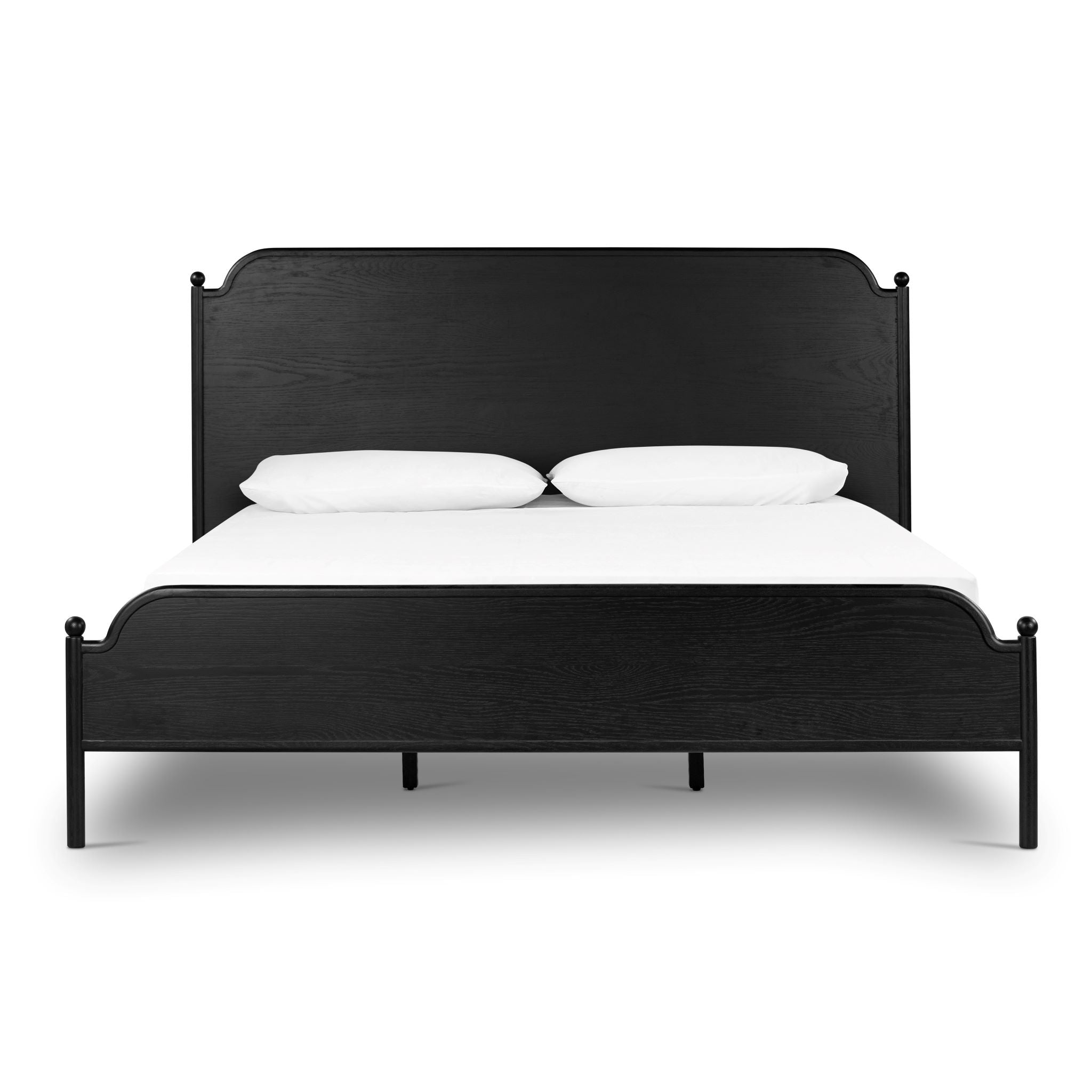 Nadia Black Brushed Oak Bed Frame with Notched Headboard Detail - Image 5