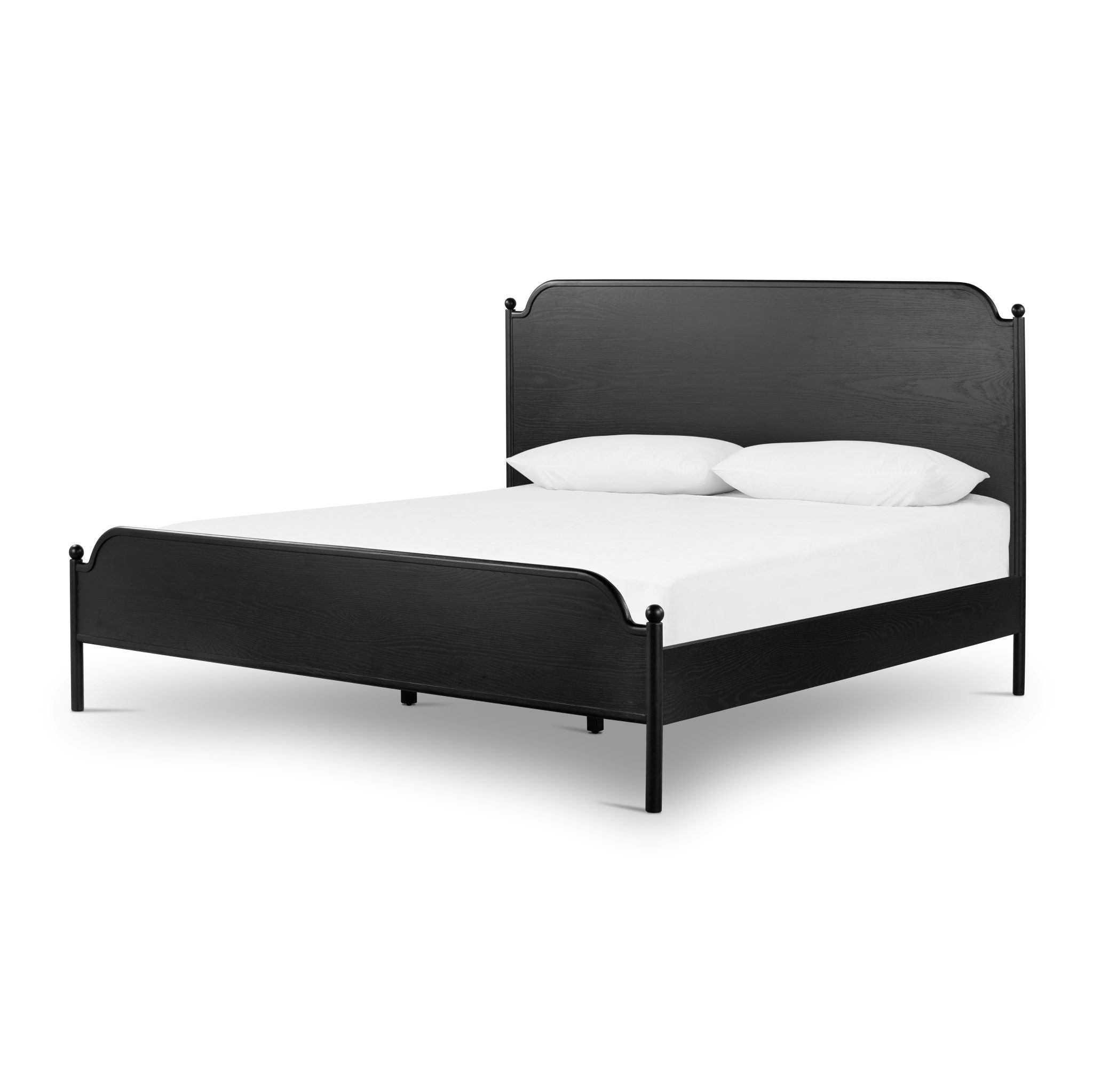 Nadia Black Brushed Oak Bed Frame with Notched Headboard Detail - Image 2