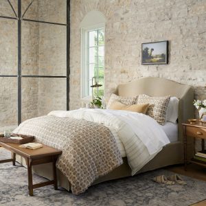 Blythe Camelback Linen Slipcover Upholstered Bed Frame