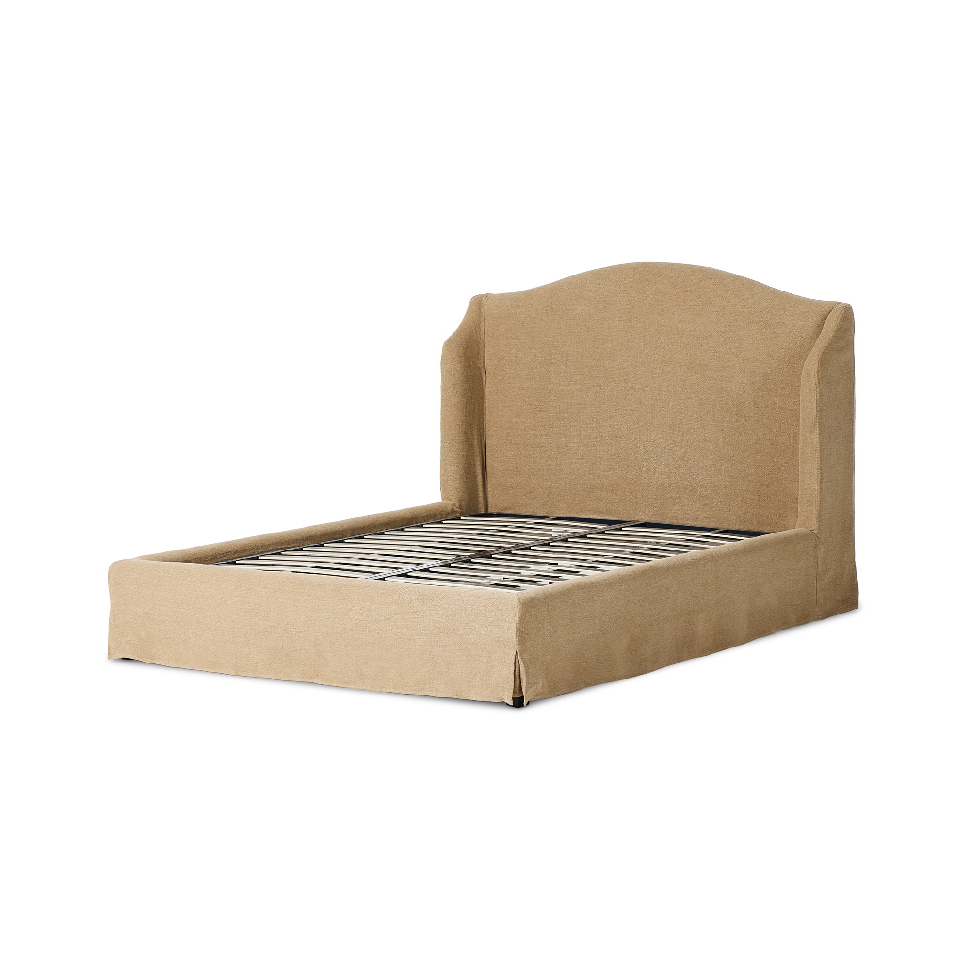 Blythe Camelback Linen Slipcover Upholstered Bed Frame - Image 3