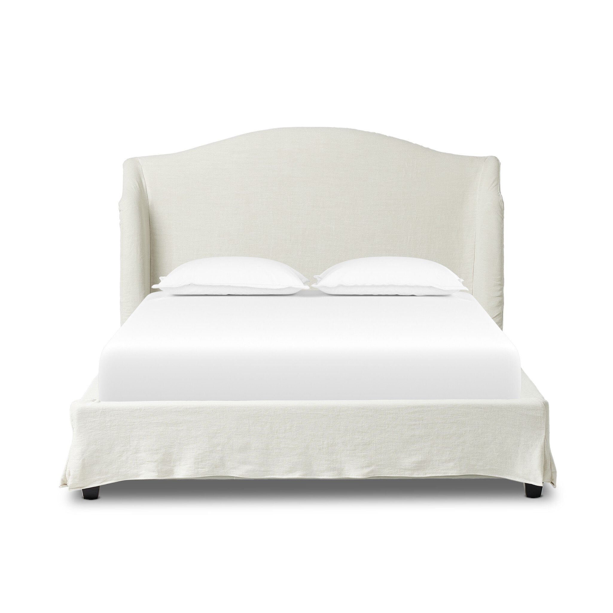 Blythe Camelback Linen Slipcover Upholstered Bed Frame - Image 17