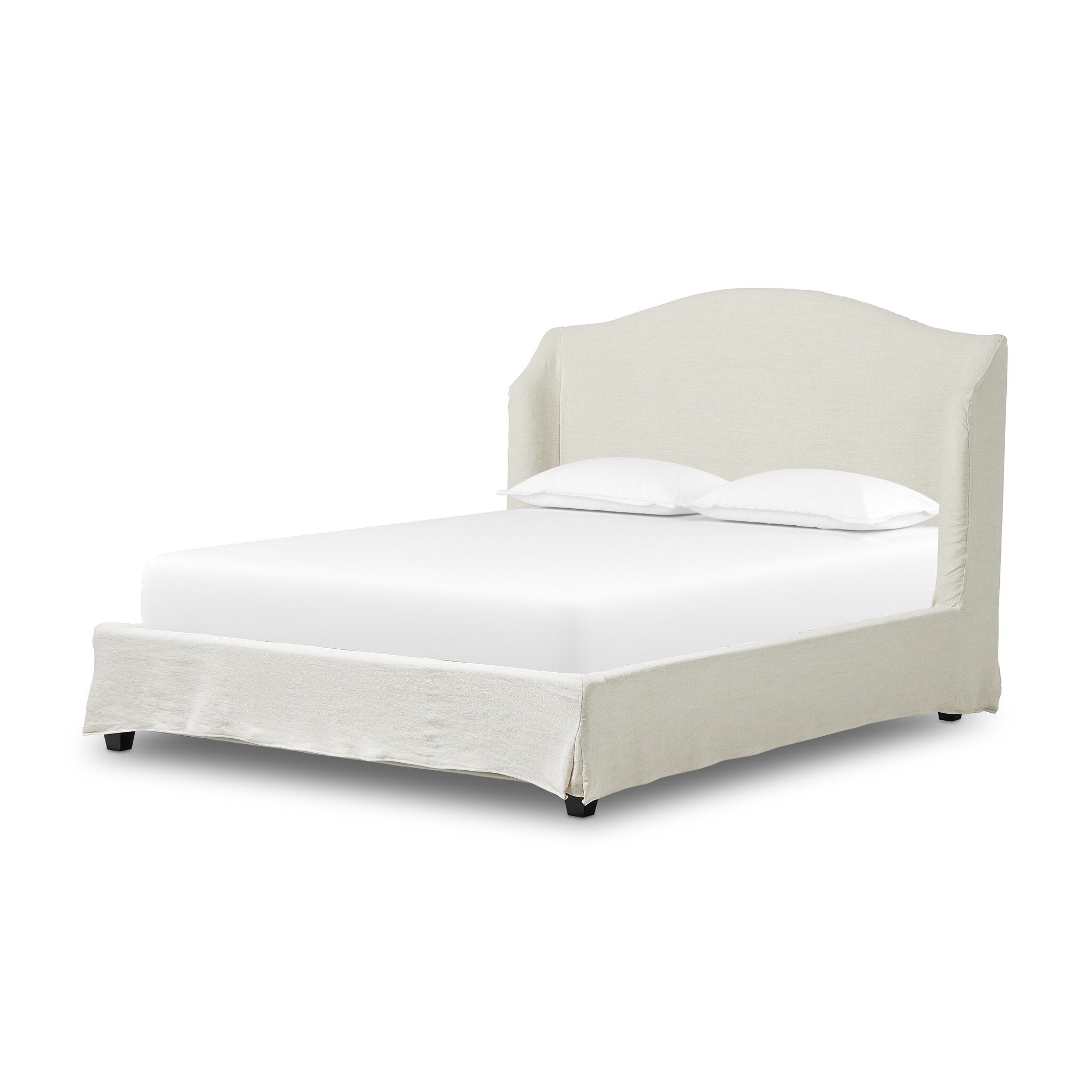 Blythe Camelback Linen Slipcover Upholstered Bed Frame - Image 16