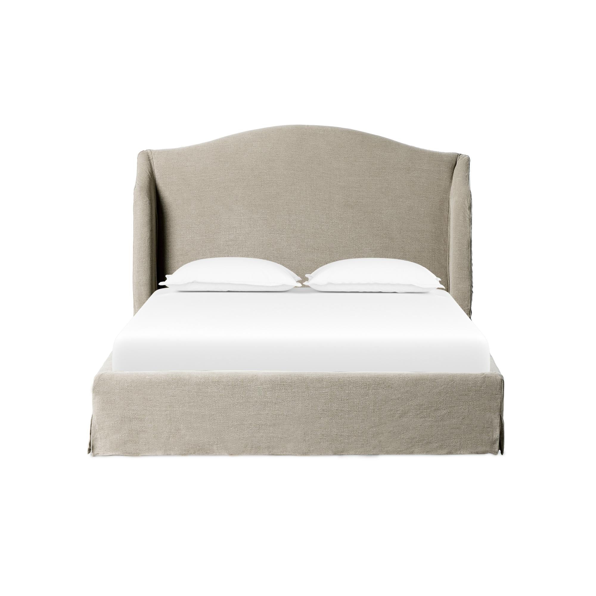 Blythe Camelback Linen Slipcover Upholstered Bed Frame - Image 10