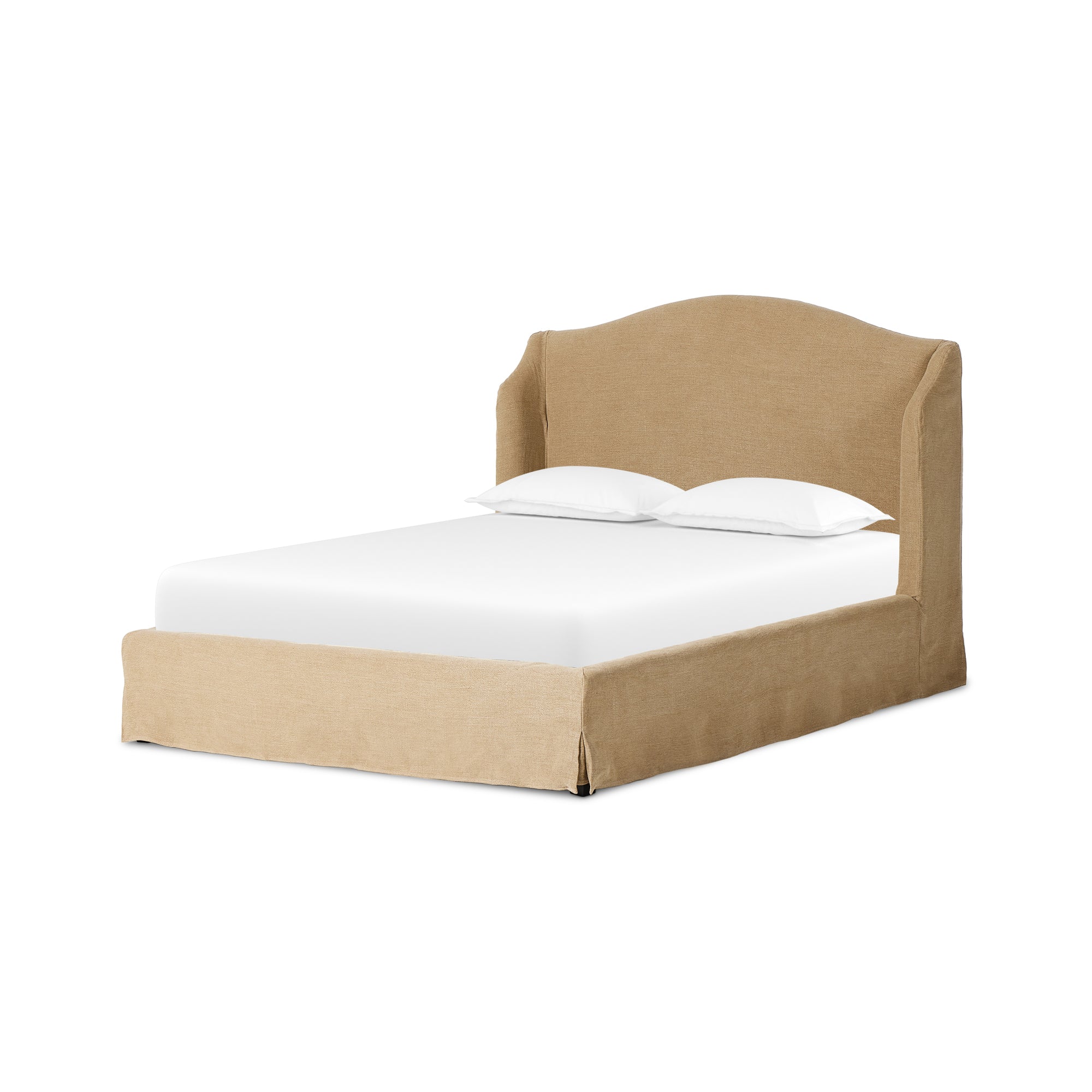 Blythe Camelback Linen Slipcover Upholstered Bed Frame - Image 2