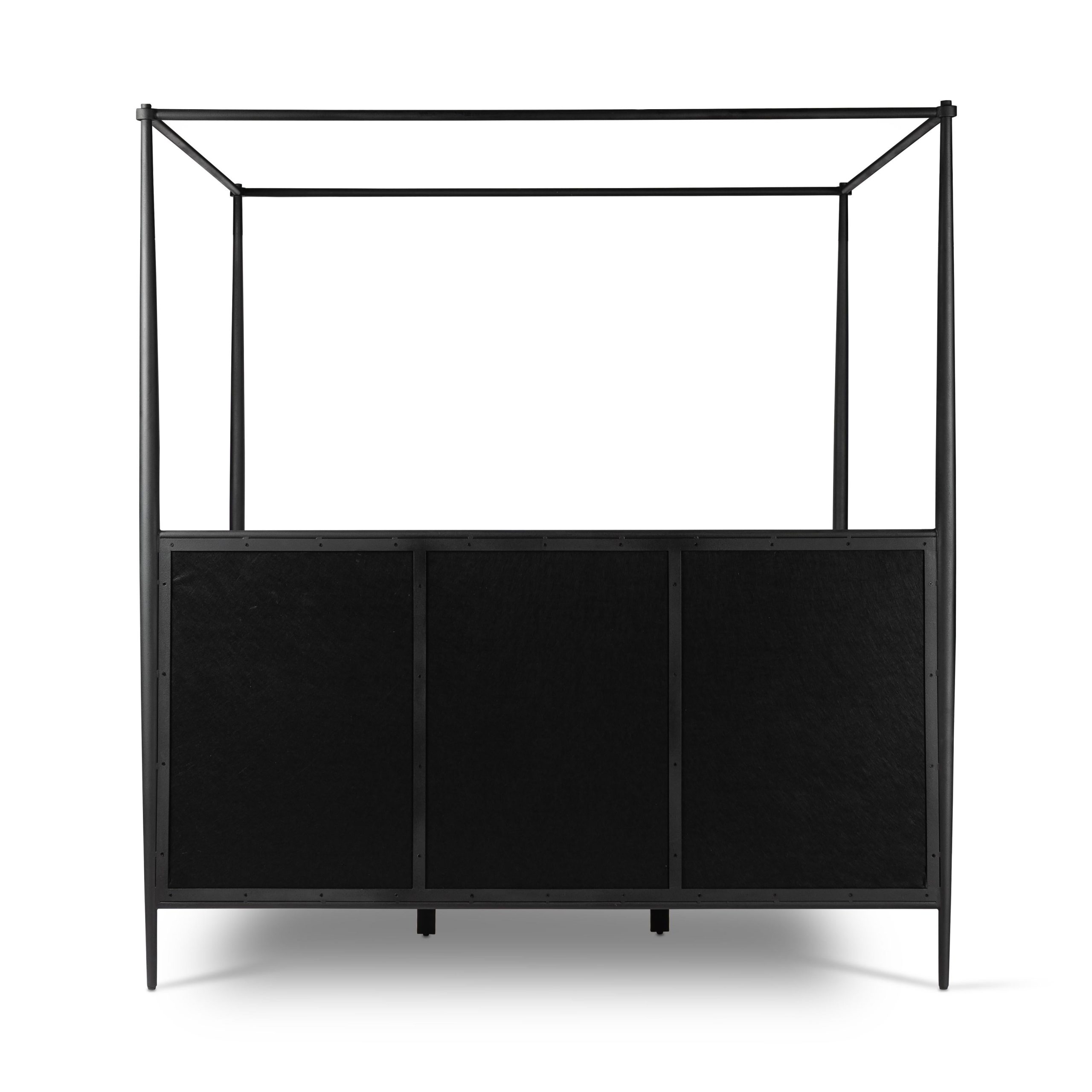 Emery Black Iron Canopy Bed with Upholstered Headboard and Footboard - Image 19