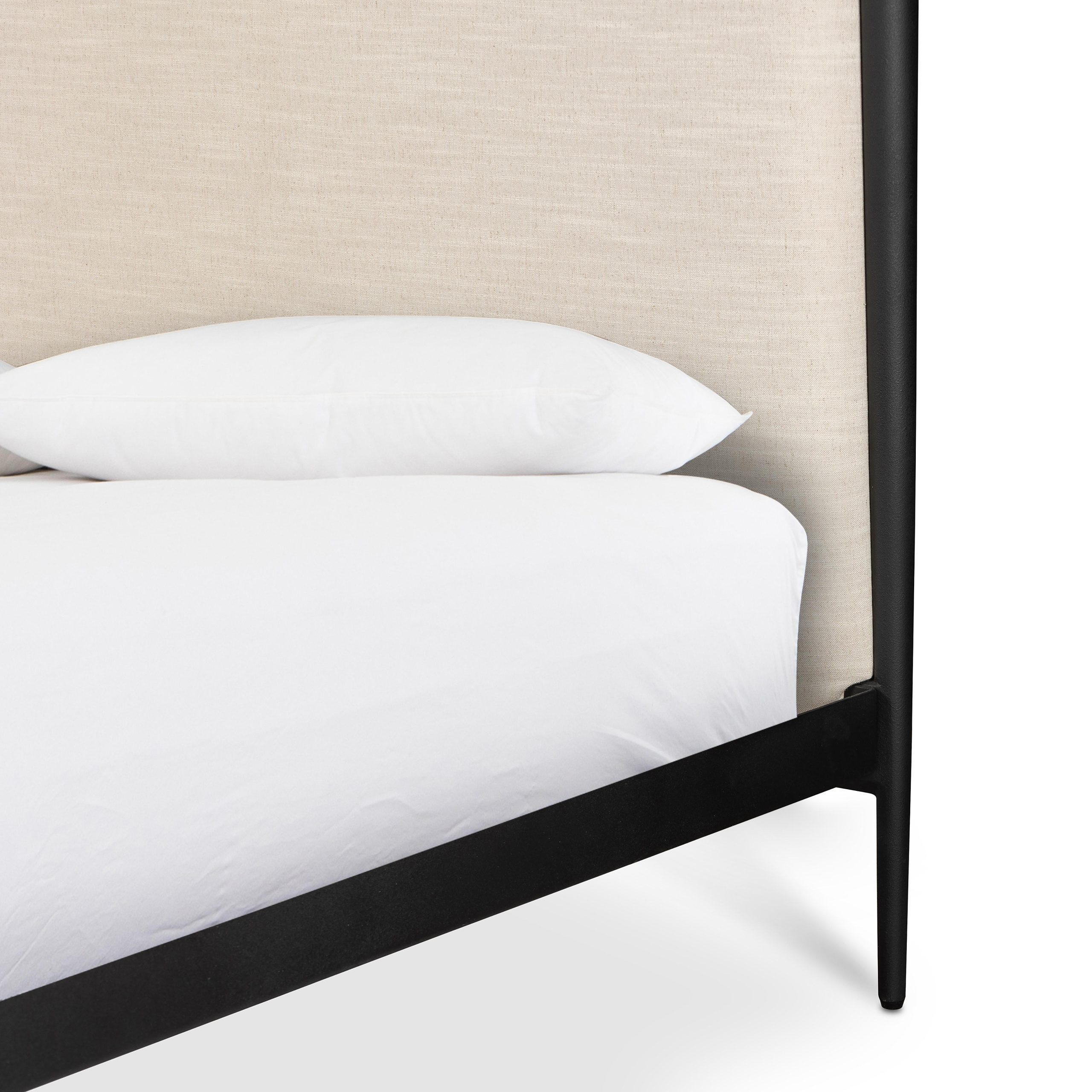 Emery Black Iron Canopy Bed with Upholstered Headboard and Footboard - Image 20