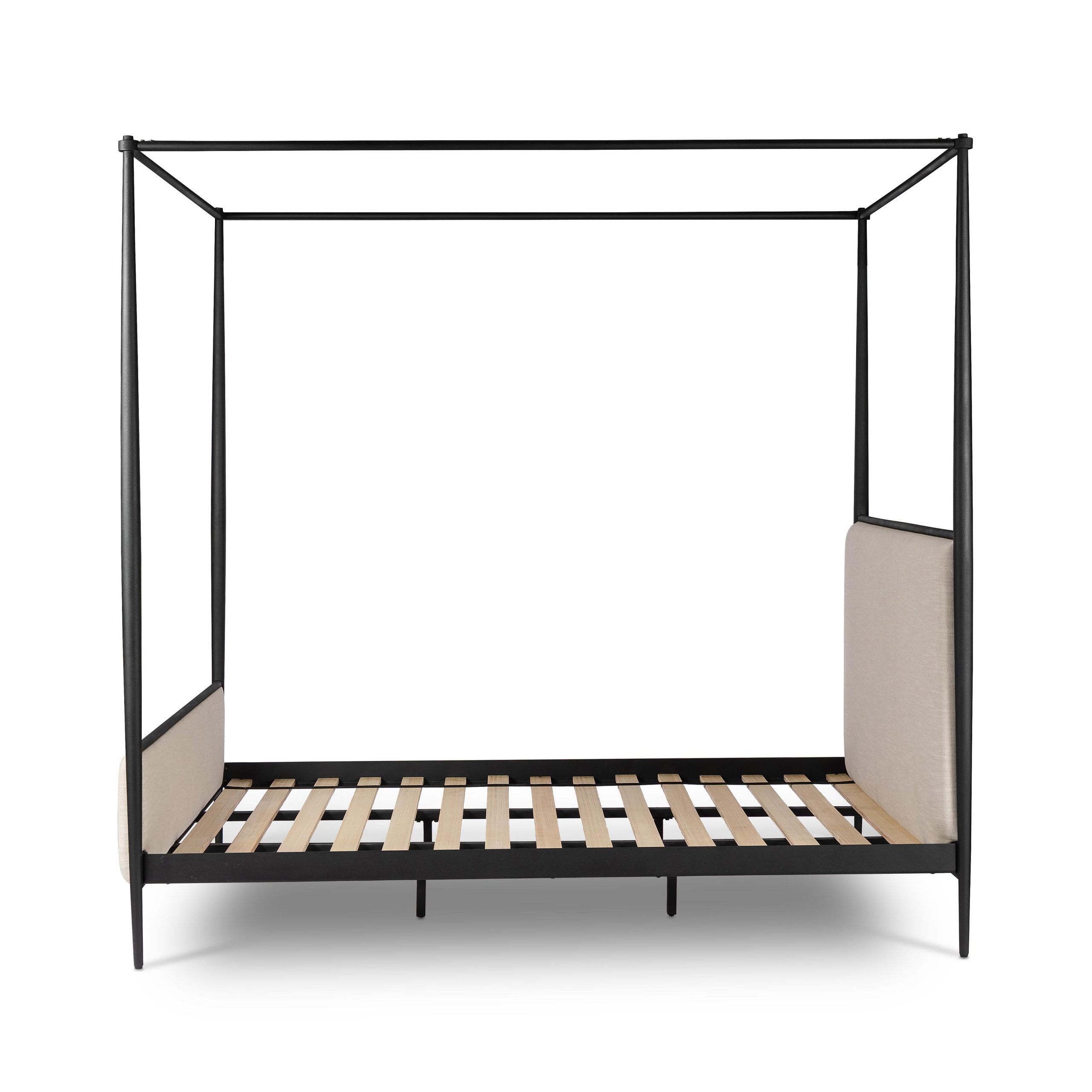 Emery Black Iron Canopy Bed with Upholstered Headboard and Footboard - Image 18
