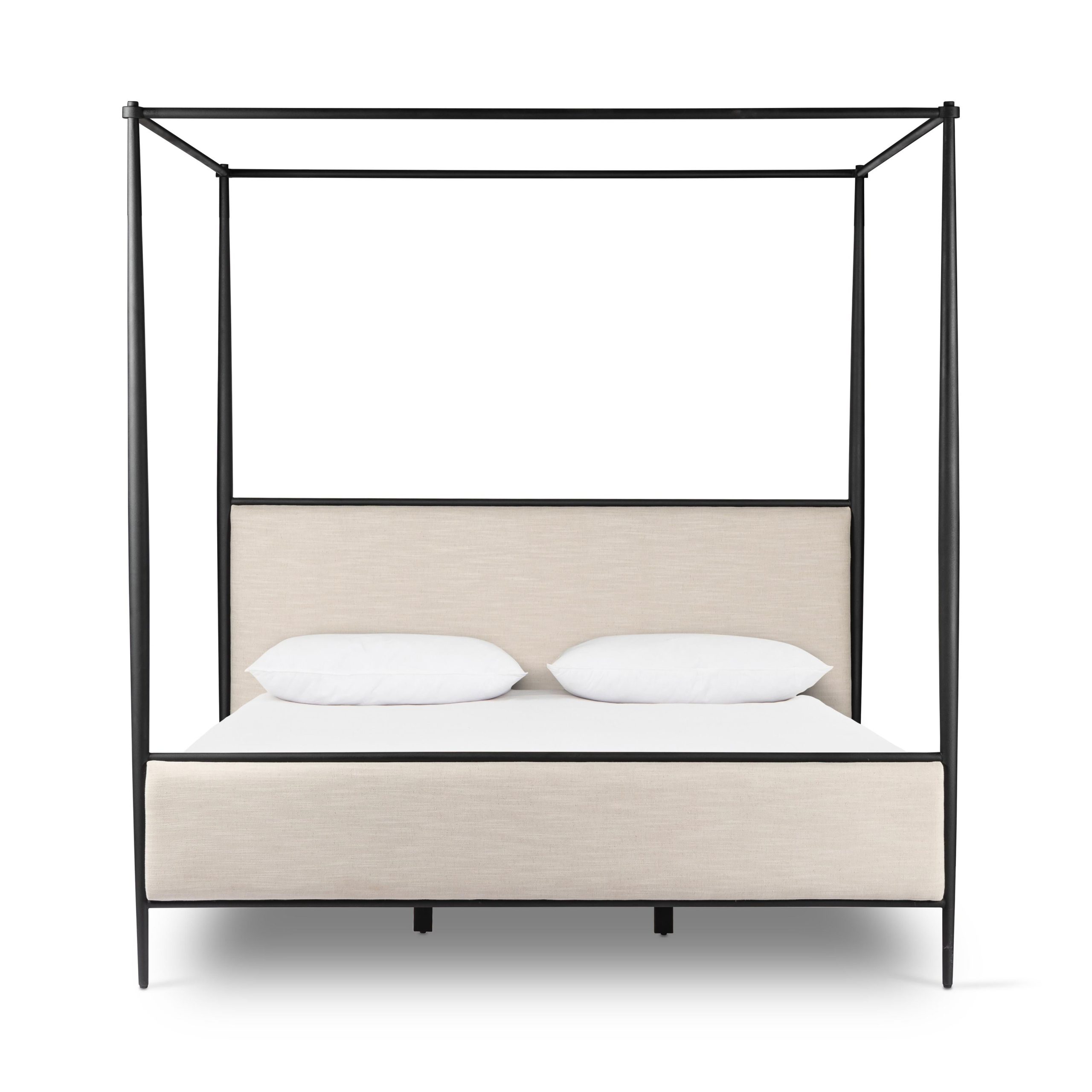 Emery Black Iron Canopy Bed with Upholstered Headboard and Footboard - Image 16