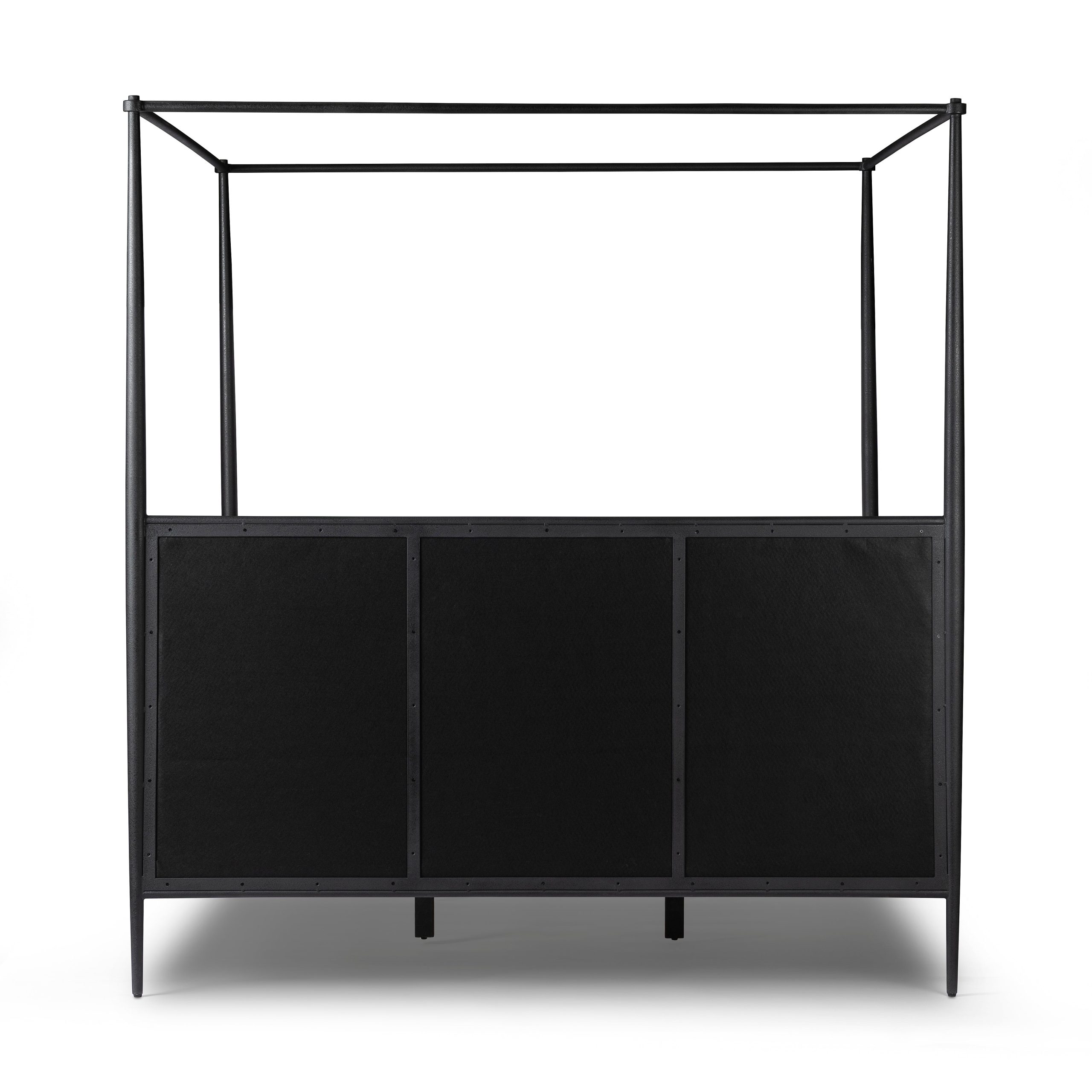 Emery Black Iron Canopy Bed with Upholstered Headboard and Footboard - Image 8