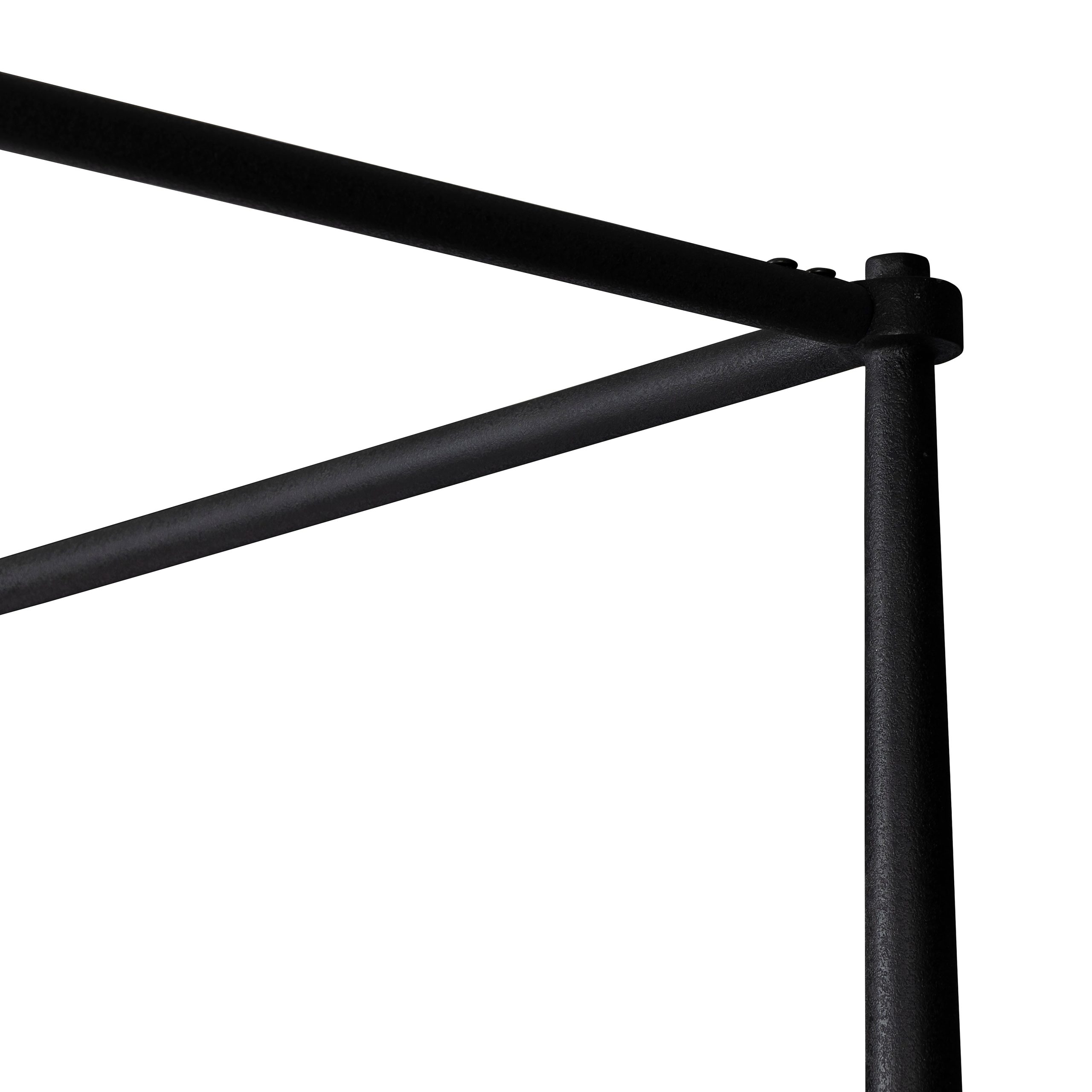 Emery Black Iron Canopy Bed with Upholstered Headboard and Footboard - Image 9