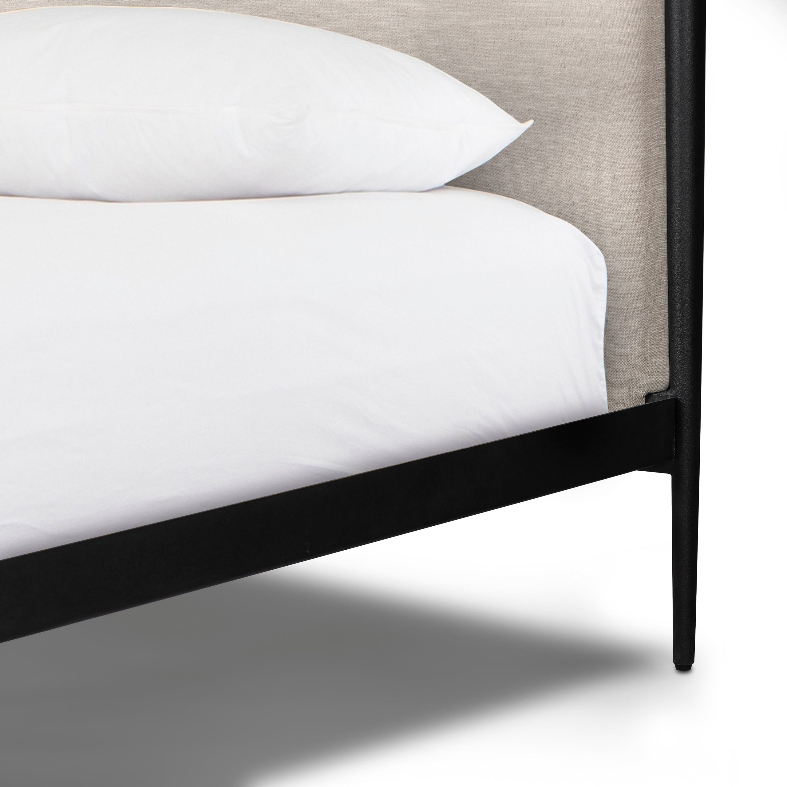 Emery Black Iron Canopy Bed with Upholstered Headboard and Footboard - Image 13