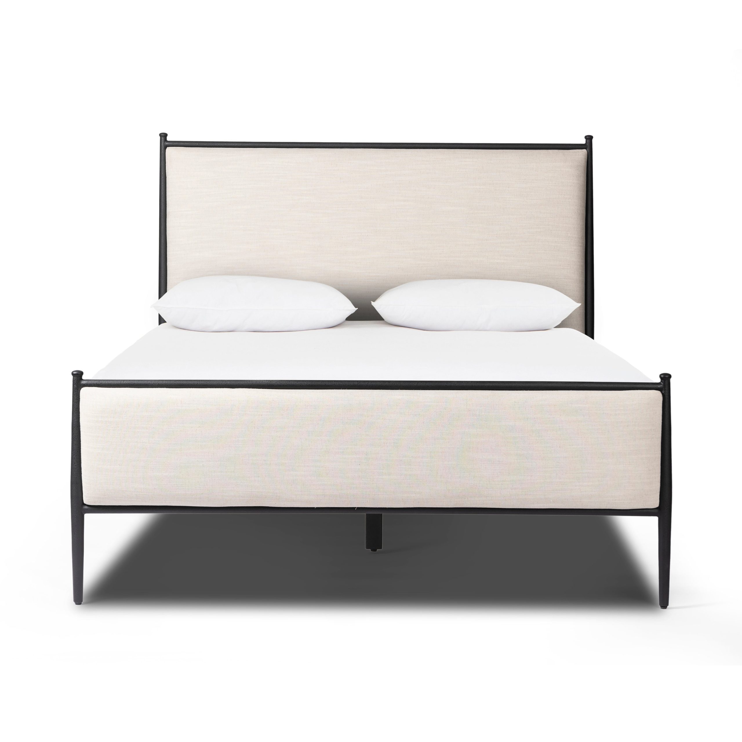 Emery Iron Bed Frame with Upholstered Headboard. Queen and King - Image 3