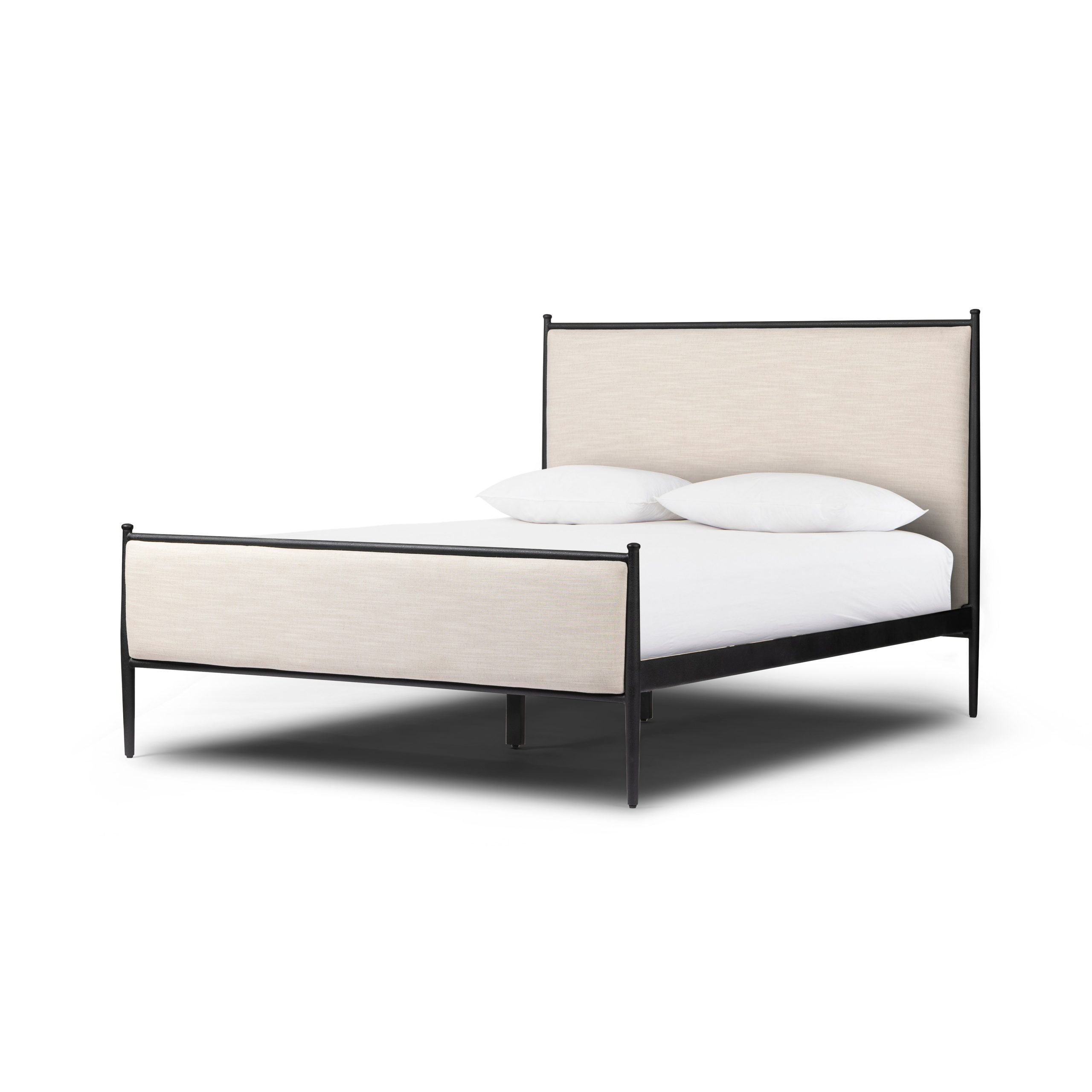 Emery Iron Bed Frame with Upholstered Headboard. Queen and King - Image 2