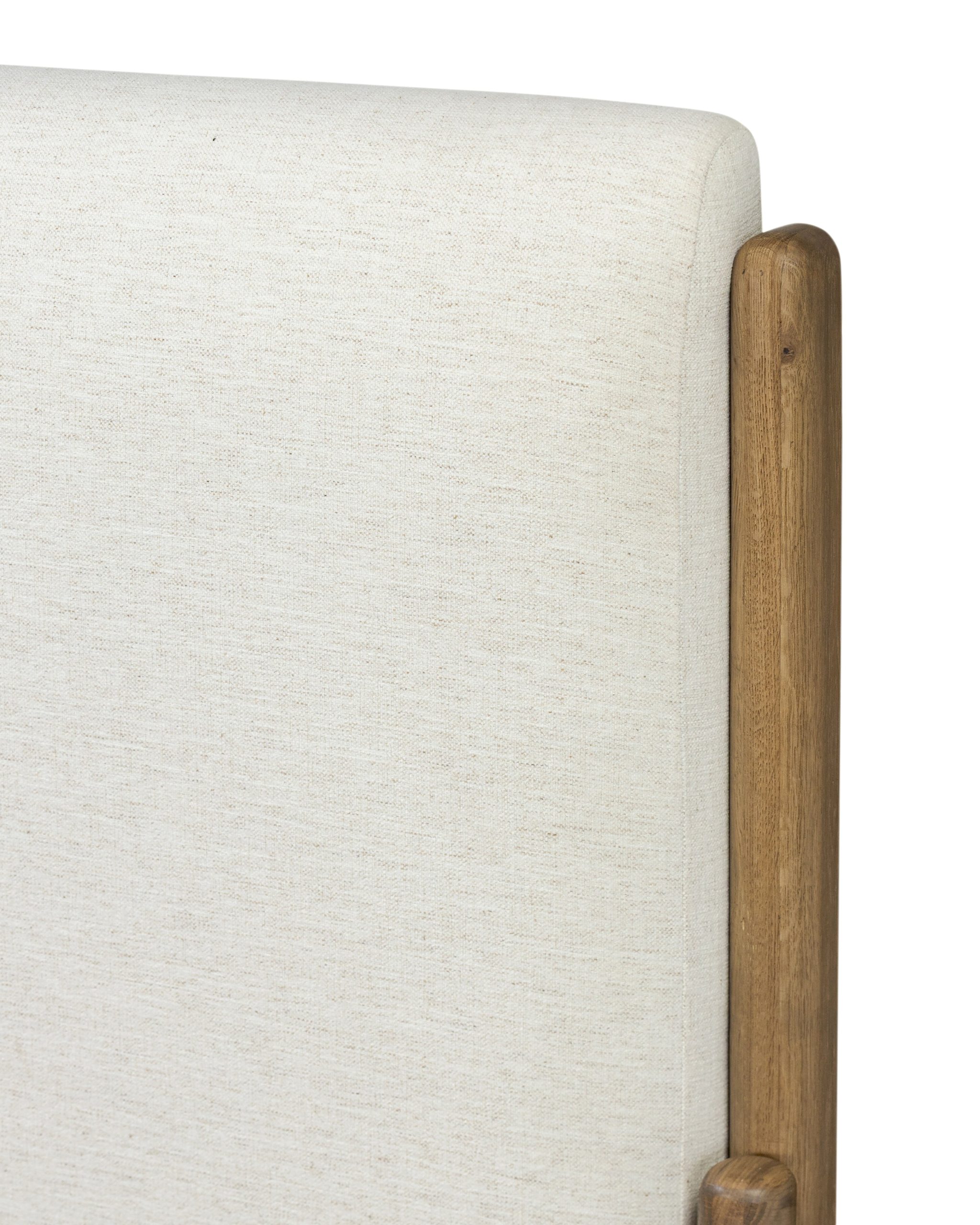 Thom Solid Oak Bed Frame with Cream Upholstered Headboard and Footboard - Image 4