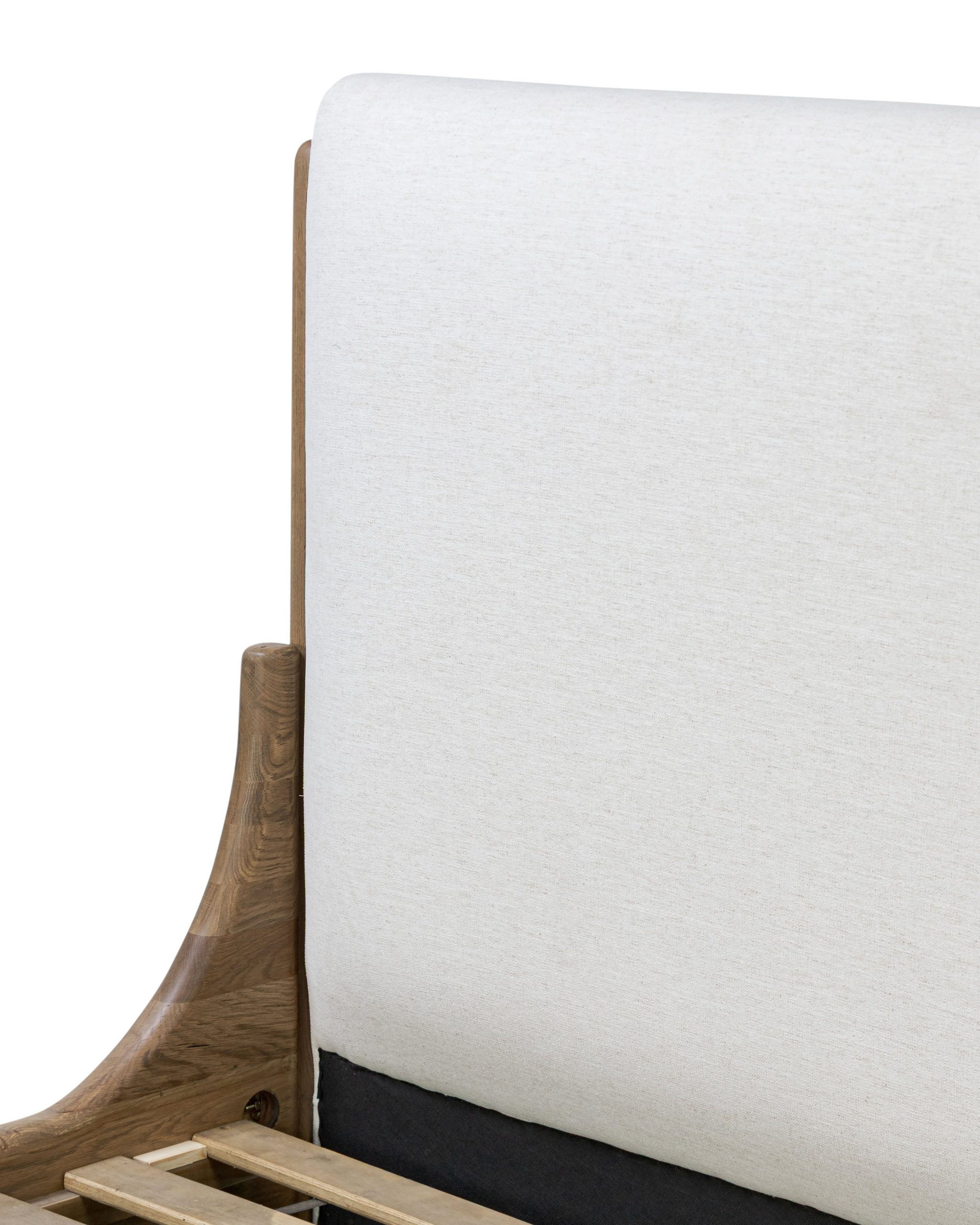 Thom Solid Oak Bed Frame with Cream Upholstered Headboard and Footboard - Image 5