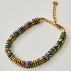 Navy and Gold Beaded Bracelet
