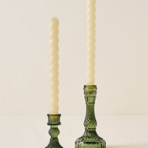 Antique Green Glass Taper Holder
