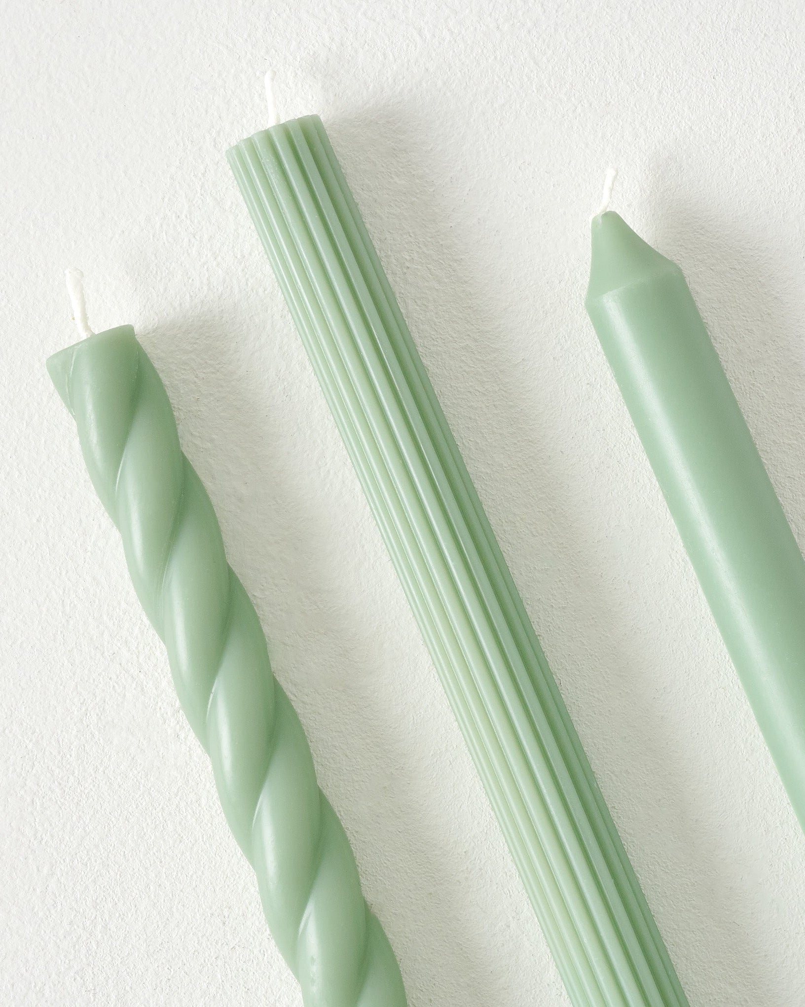 Assorted Sage Green Taper Candle Set - Image 3
