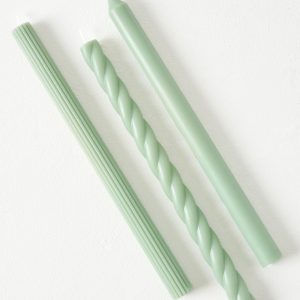 Assorted Sage Green Taper Candle Set