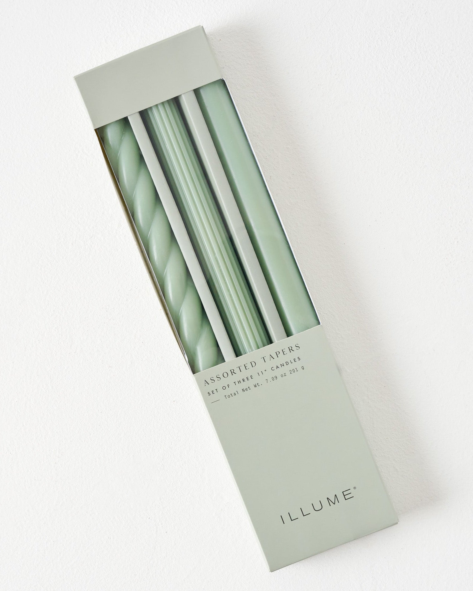 Assorted Sage Green Taper Candle Set - Image 2