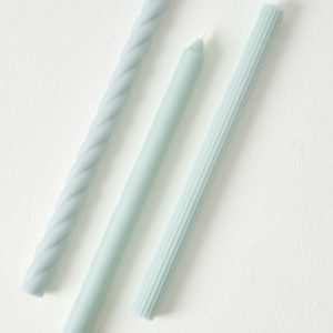 Assorted Light Blue Taper Candle Set