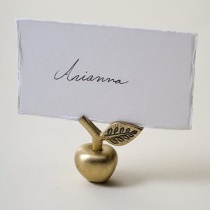 Antique Brass Apple Placecard Holder