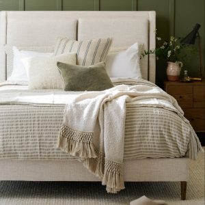 Shadow Grey + Antique White Stripe Linen Cotton Duvet Cover