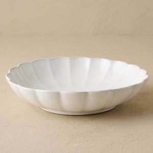 Oversized Cream Scalloped Serving Bowl