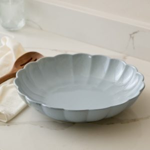 Oversized Grey Scalloped Serving Bowl