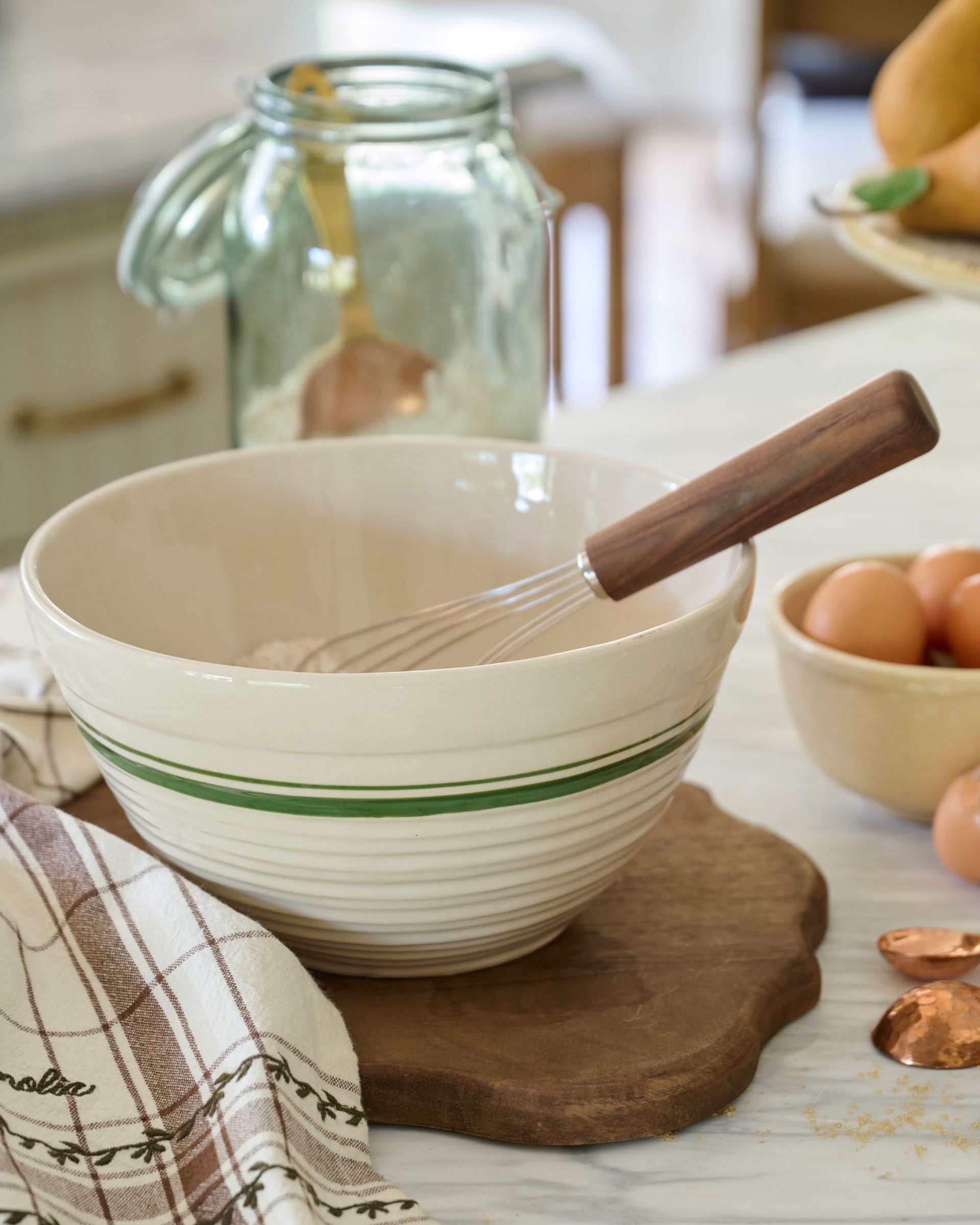 The Cottage Collection Forest Green Striped Mixing Bowl Set