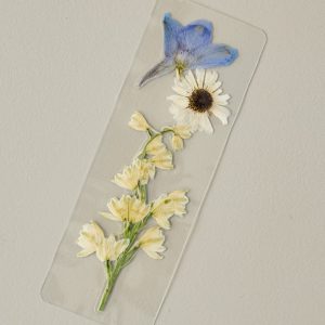 Delphinium and Daisy Pressed Floral Bookmark