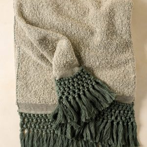 Dusty Green Essential Tassel Throw
