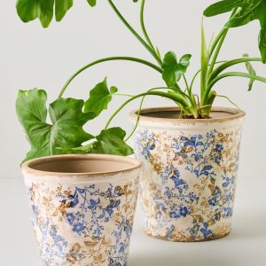 Blue and White Distressed Planter