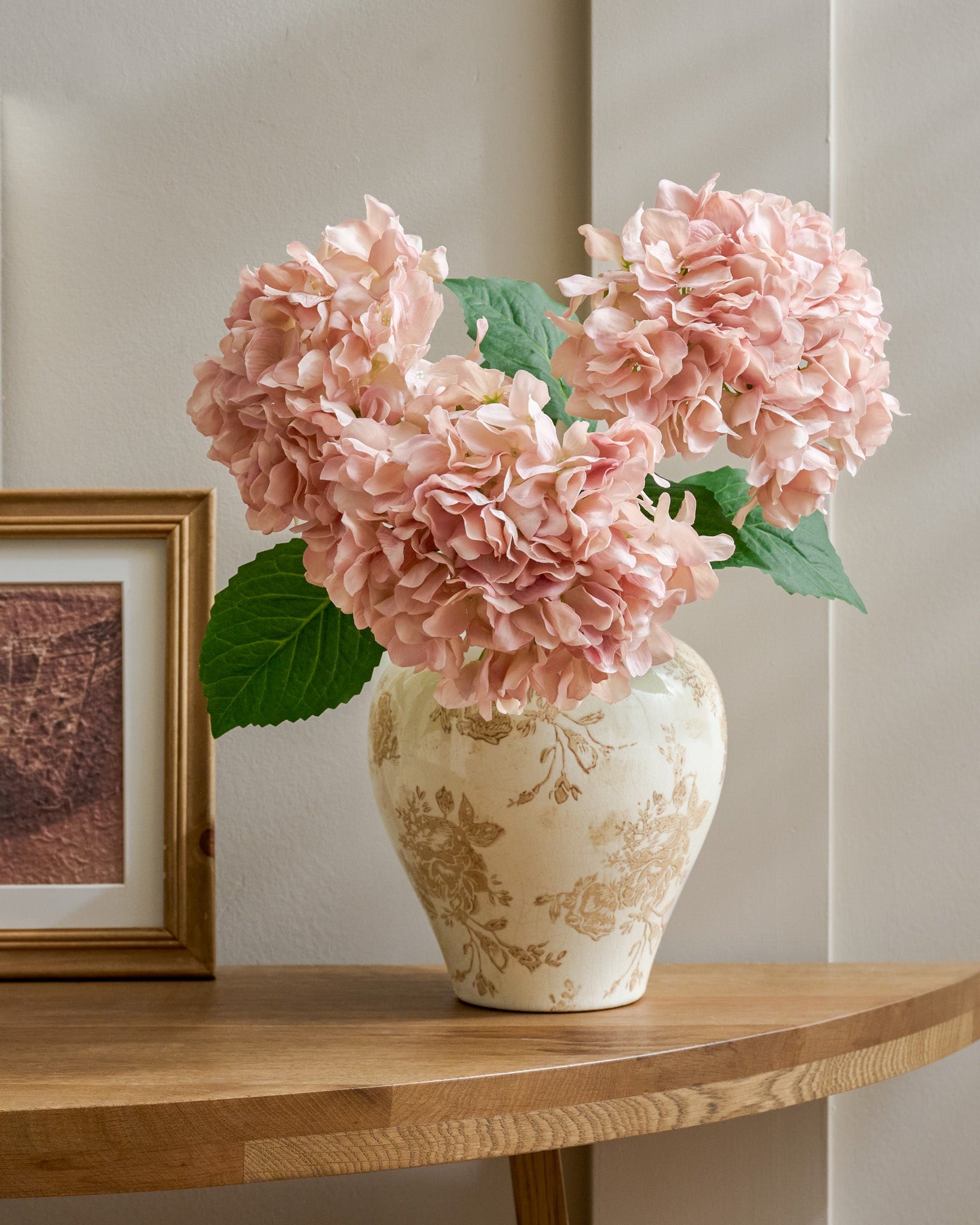 Taupe Distressed Floral Vase - Image 2