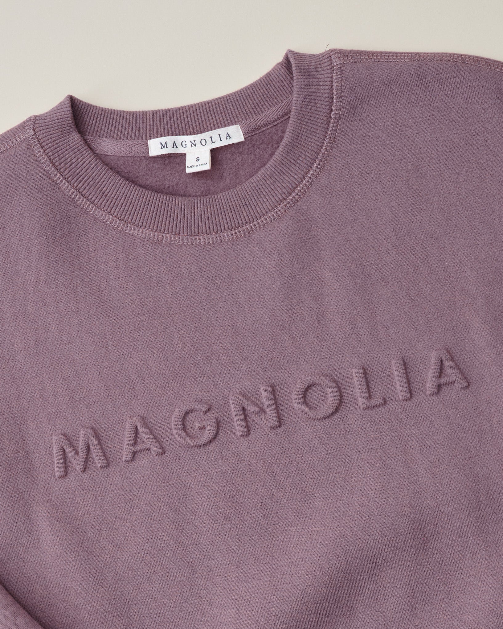 Magnolia Embossed Dusty Mauve Brushed Fleece Sweatshirt - Image 2