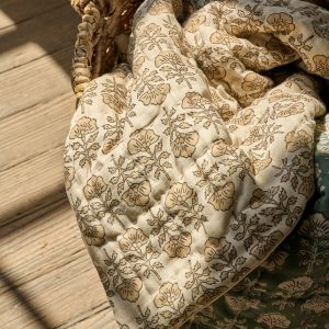 Flora Block Print Quilt - Natural