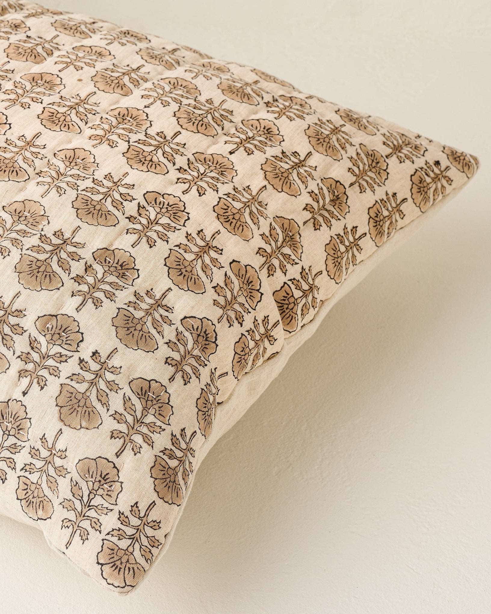 Flora Block Print Pillow Sham - Natural - Image 3