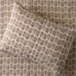 Flora Block Print Pillow Sham - Natural