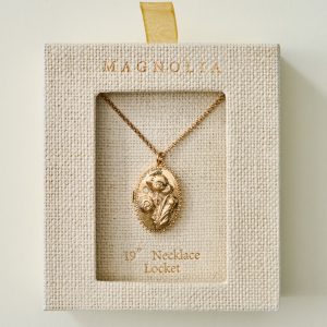Magnolia Floral Locket Pendant Necklace