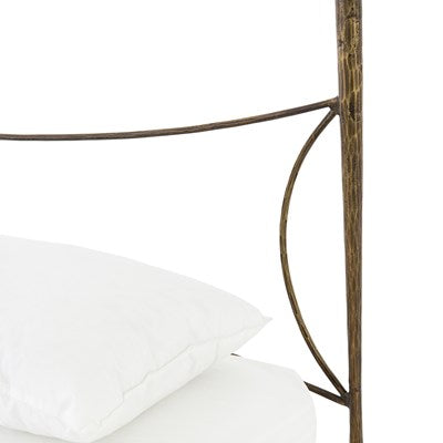 Vivienne Hammered Iron Bed Frame in Antique Brass with Sculptural Curved Headboard - Image 7