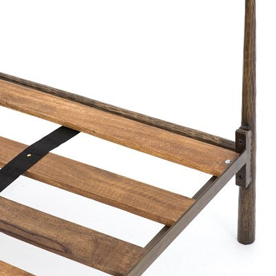 Vivienne Hammered Iron Bed Frame in Antique Brass with Sculptural Curved Headboard - Image 5