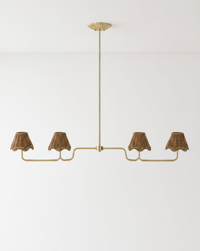Lucinda Rattan Scallop Linear Chandelier - Image 3