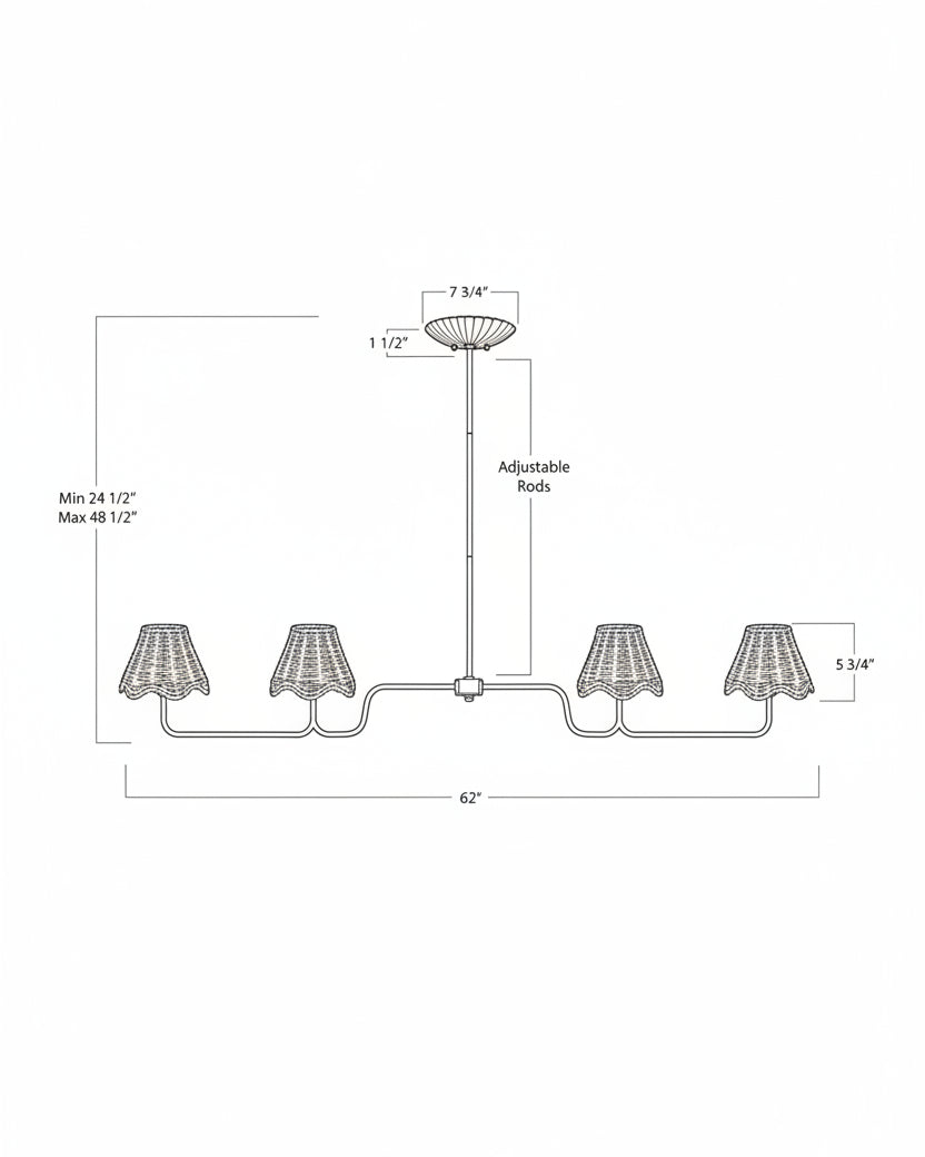 Lucinda Rattan Scallop Linear Chandelier - Image 5