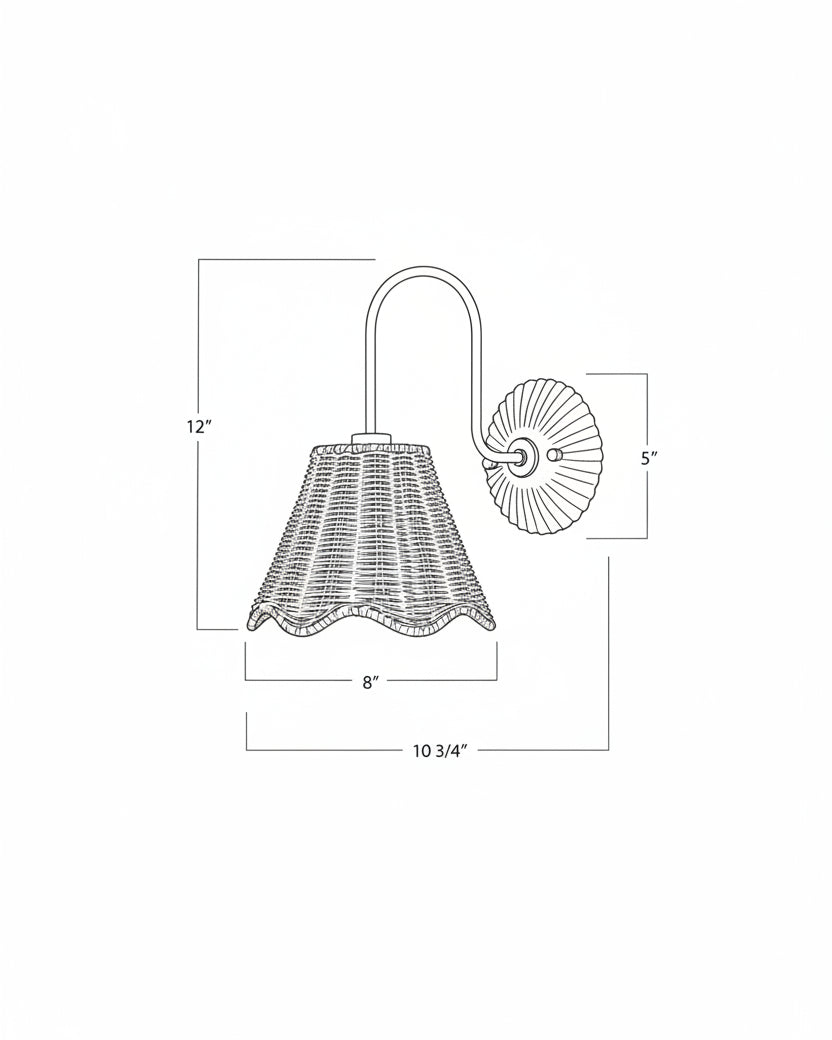 Lucinda Rattan Scallop Wired Sconce - Image 4