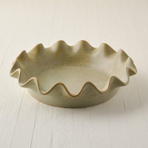 Loden Green Scalloped Pie Dish