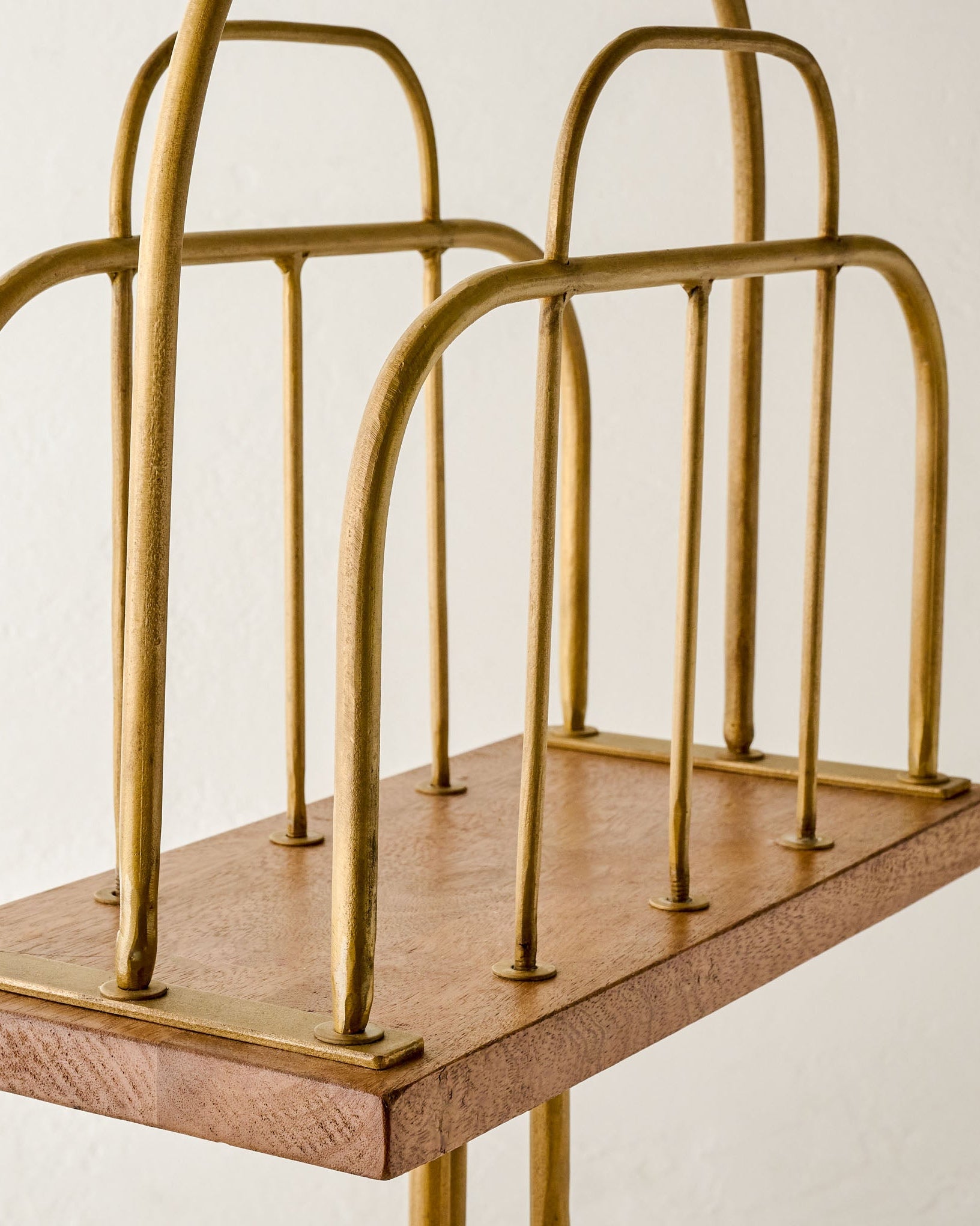 Antique Brass and Wood Media Stand - Image 4