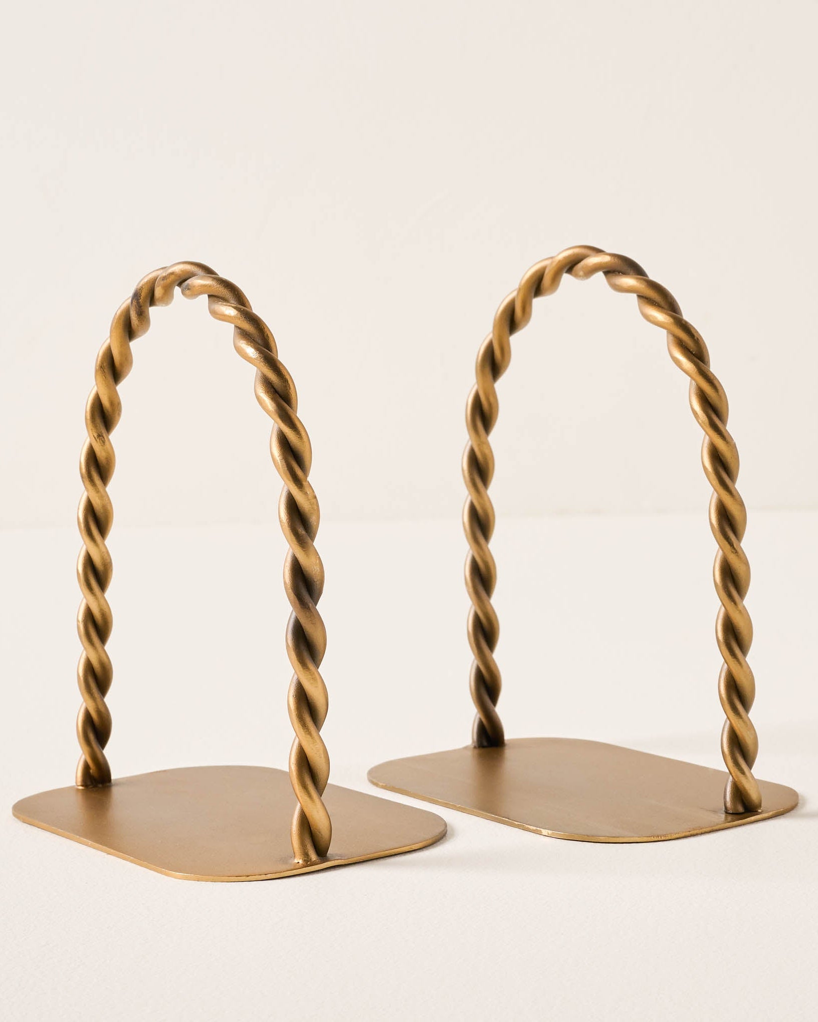 Twisted Vintage-Inspired Brass Bookends - Image 2